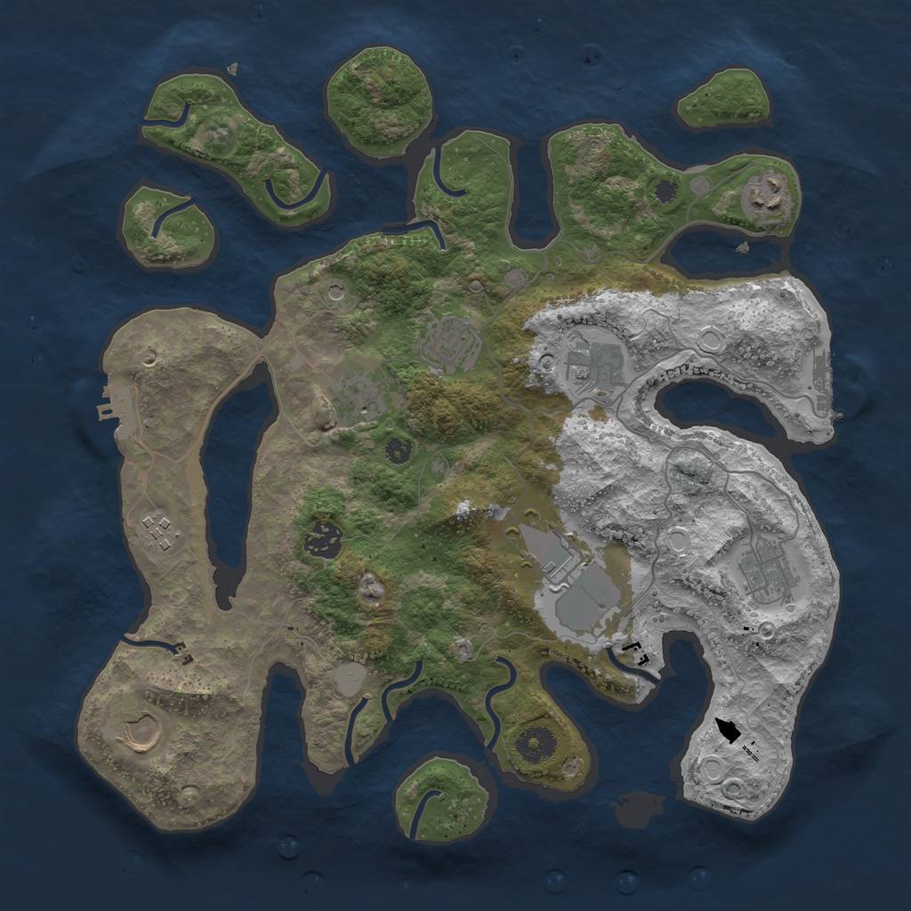 Rust Map: Procedural Map, Size: 3600, Seed: 146720122, 17 Monuments