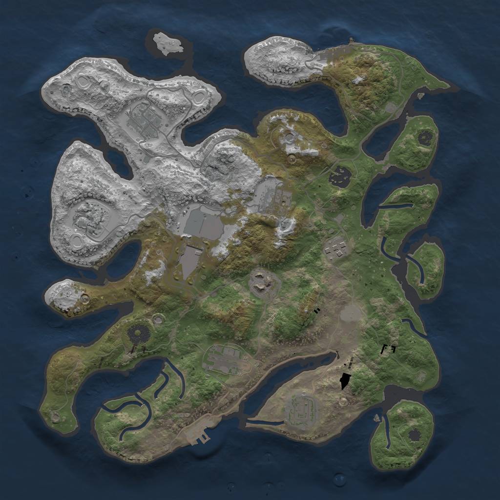 Rust Map: Procedural Map, Size: 3500, Seed: 1589670475, 17 Monuments
