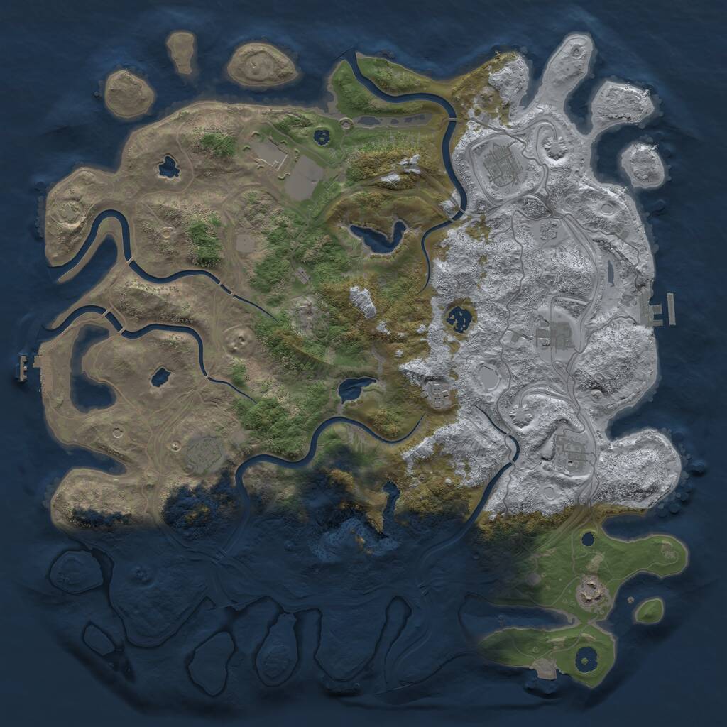 Rust Map: Procedural Map, Size: 4500, Seed: 1462893, 14 Monuments