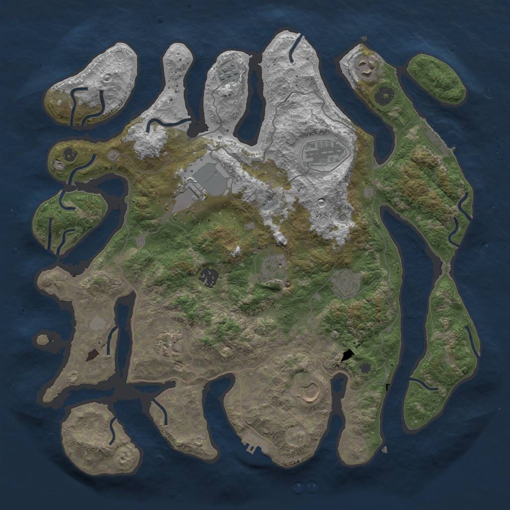 Rust Map: Procedural Map, Size: 4000, Seed: 1030291414, 17 Monuments