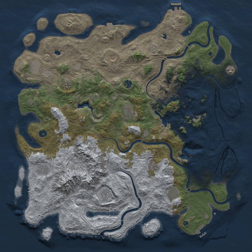 Rust Map: Procedural Map, Size: 5000, Seed: 33487445, 17 Monuments