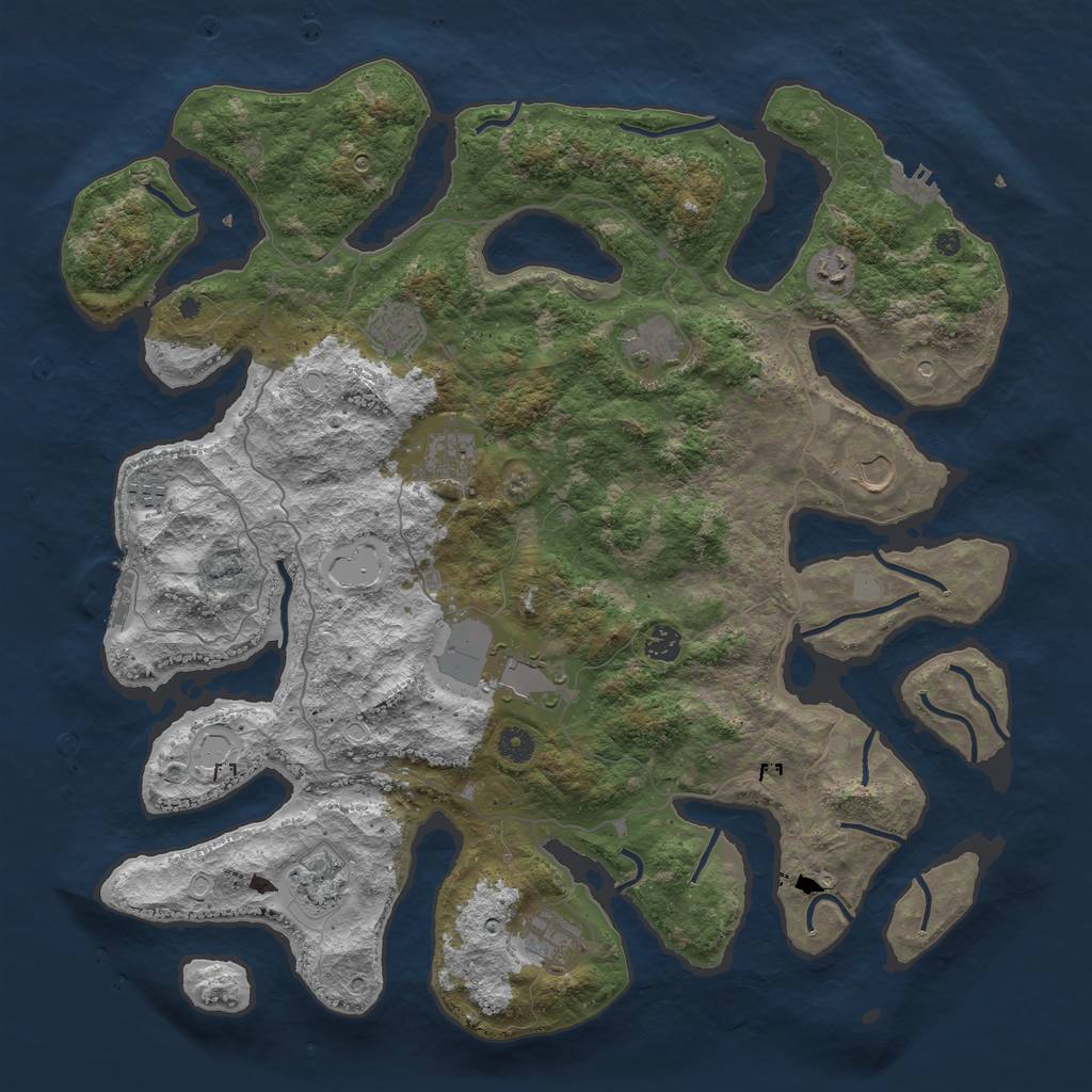 Rust Map: Procedural Map, Size: 4500, Seed: 202057487, 18 Monuments