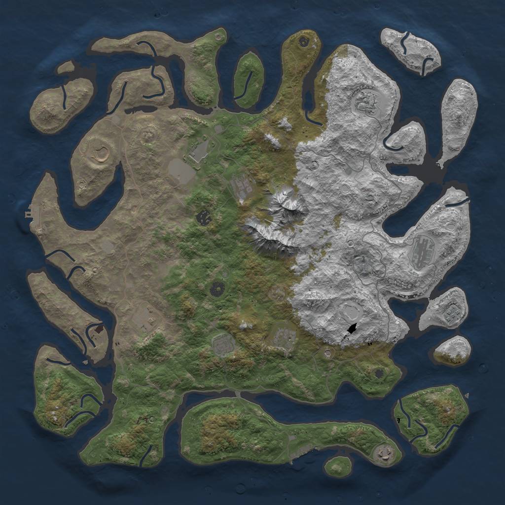 Rust Map: Procedural Map, Size: 5000, Seed: 528852251, 19 Monuments
