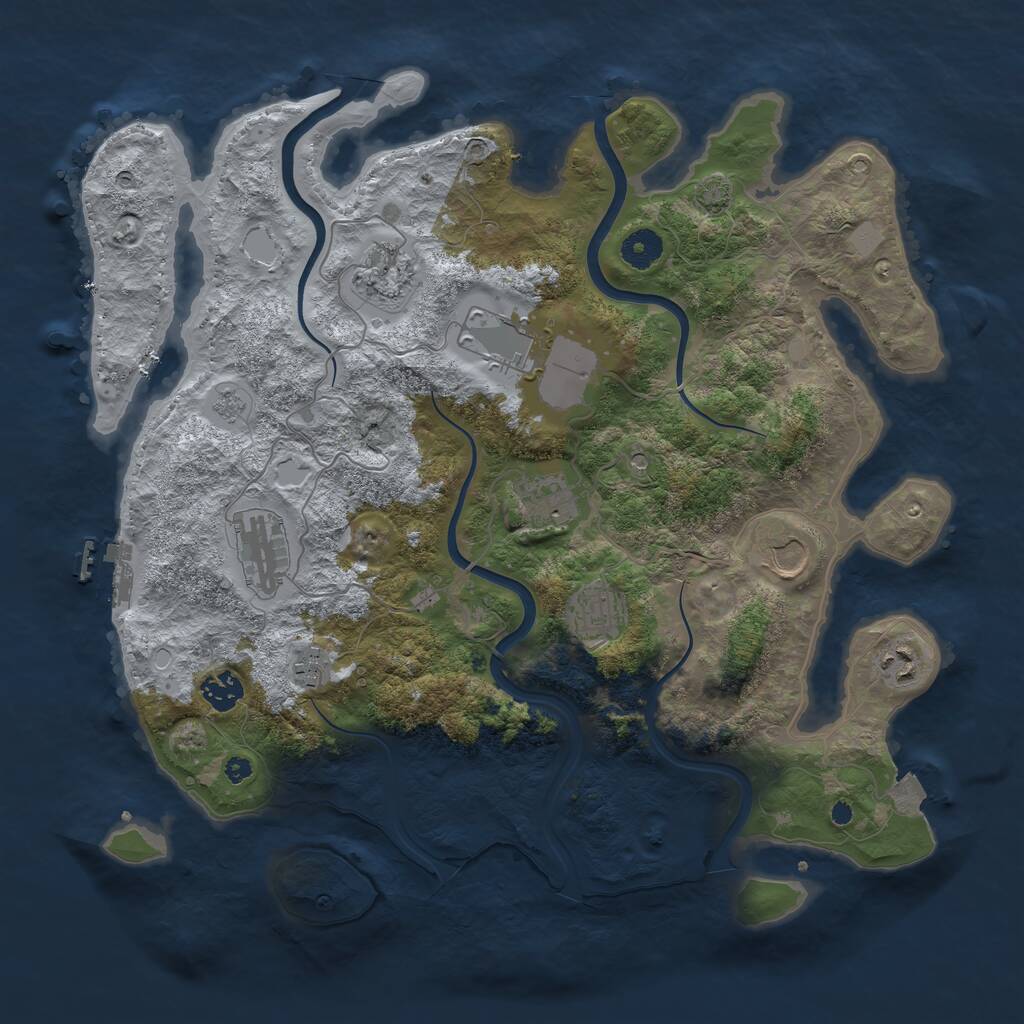 Rust Map: Procedural Map, Size: 3900, Seed: 1151111221, 14 Monuments