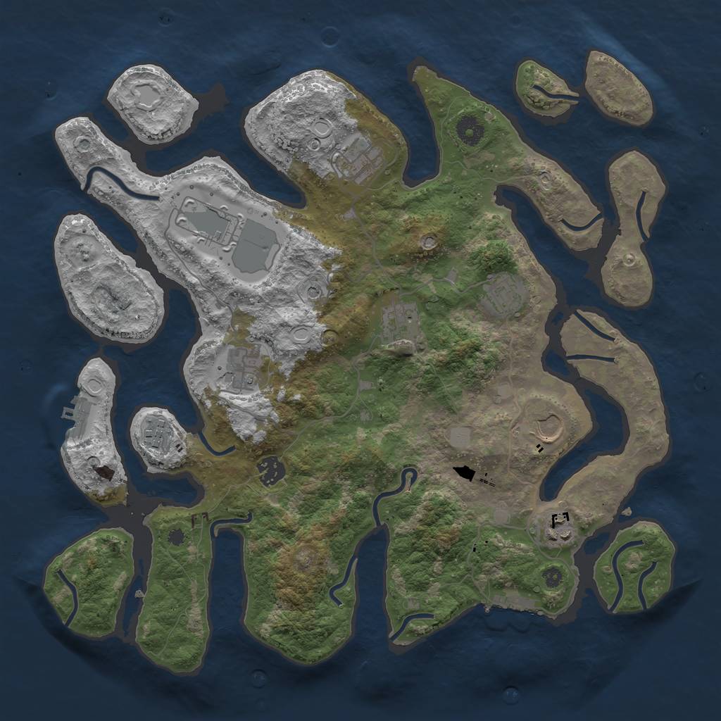 Rust Map: Procedural Map, Size: 3800, Seed: 291995798, 17 Monuments
