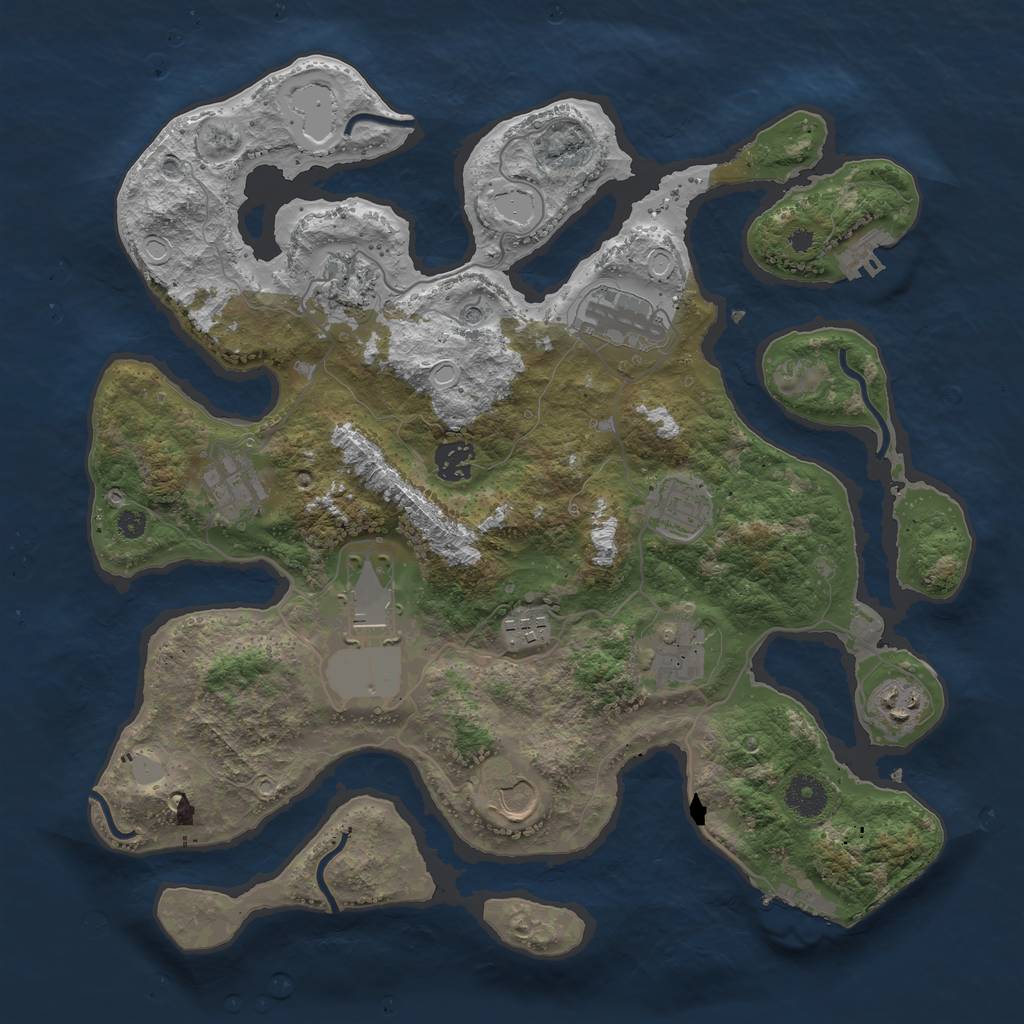 Rust Map: Procedural Map, Size: 3700, Seed: 564, 18 Monuments