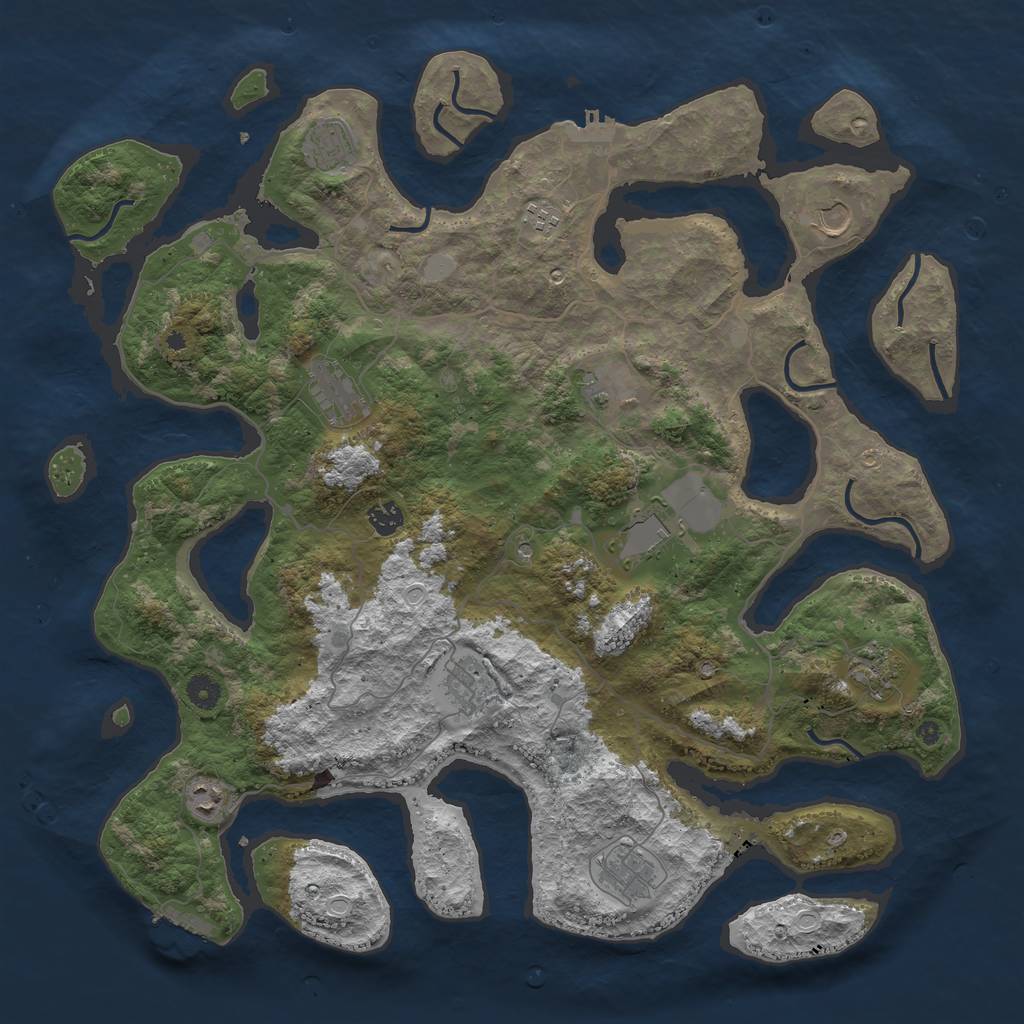 Rust Map: Procedural Map, Size: 4500, Seed: 4869, 19 Monuments