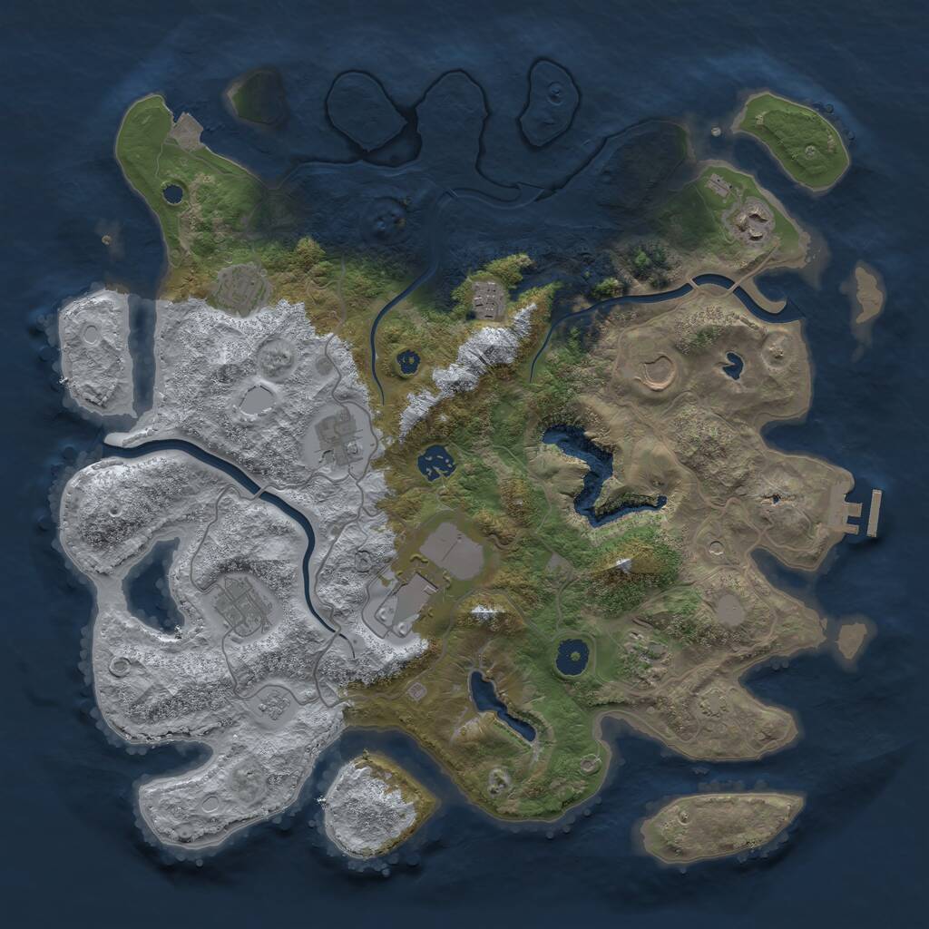 Rust Map: Procedural Map, Size: 4000, Seed: 1231167890, 14 Monuments
