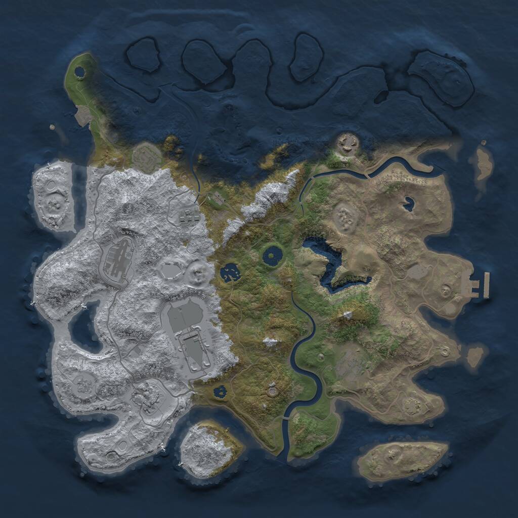 Rust Map: Procedural Map, Size: 4000, Seed: 1231167890, 12 Monuments