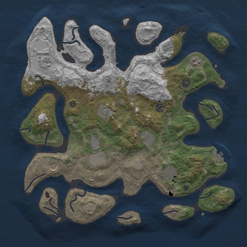 Rust Map: Procedural Map, Size: 4000, Seed: 1043947053, 17 Monuments