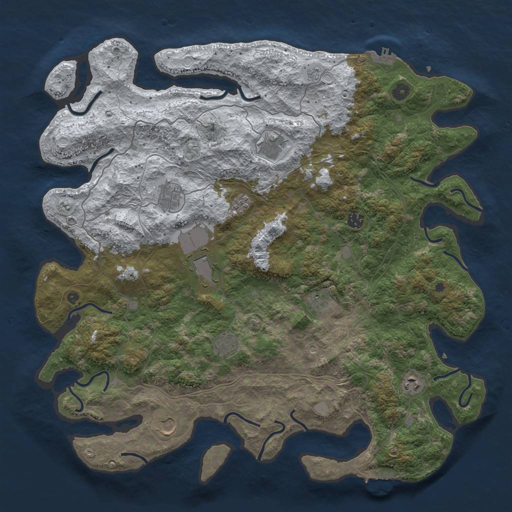 Rust Map: Procedural Map, Size: 4500, Seed: 523, 18 Monuments