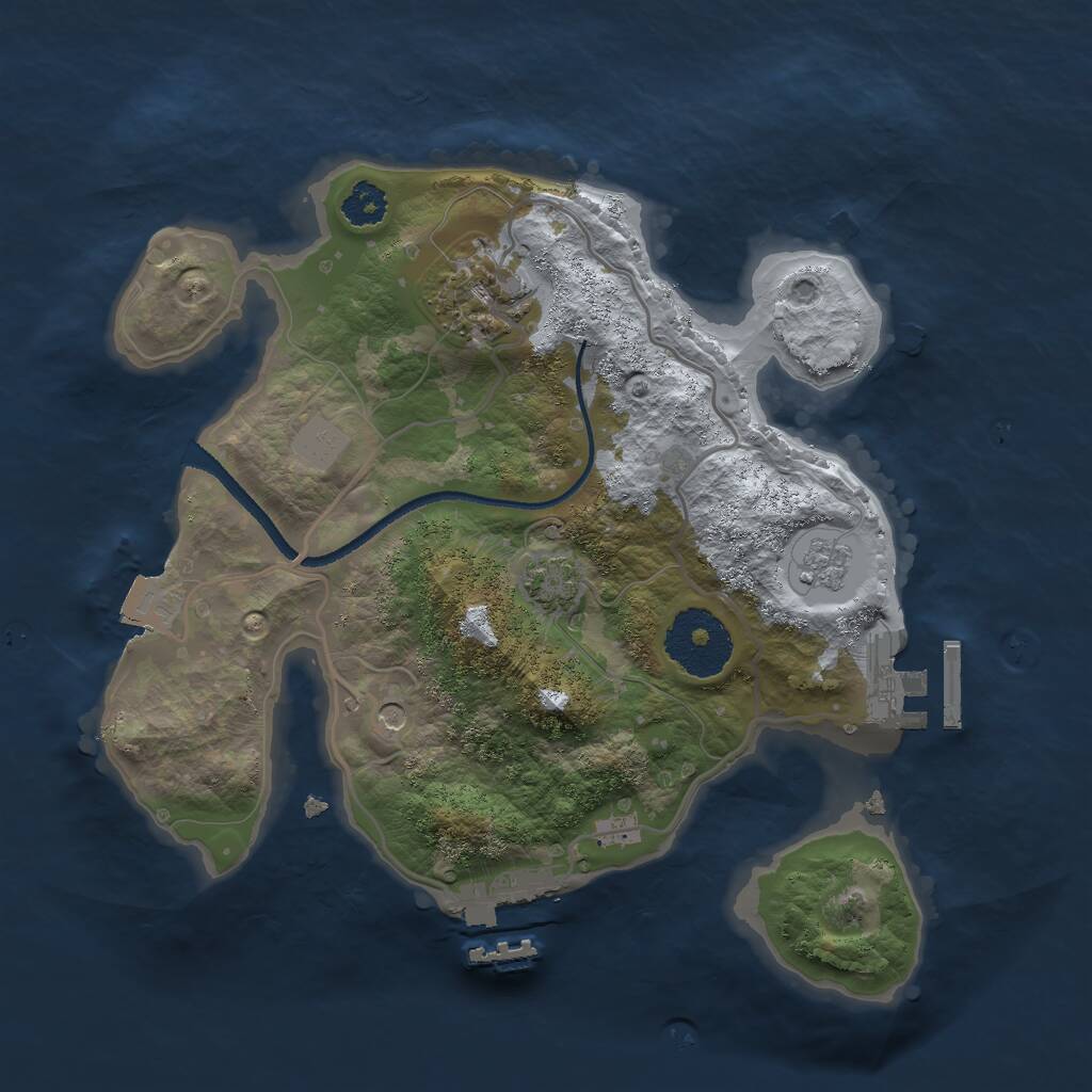 Rust Map: Procedural Map, Size: 2500, Seed: 1863401250, 7 Monuments