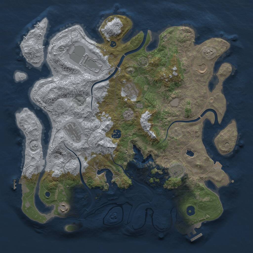 Rust Map: Procedural Map, Size: 4000, Seed: 690047615, 14 Monuments