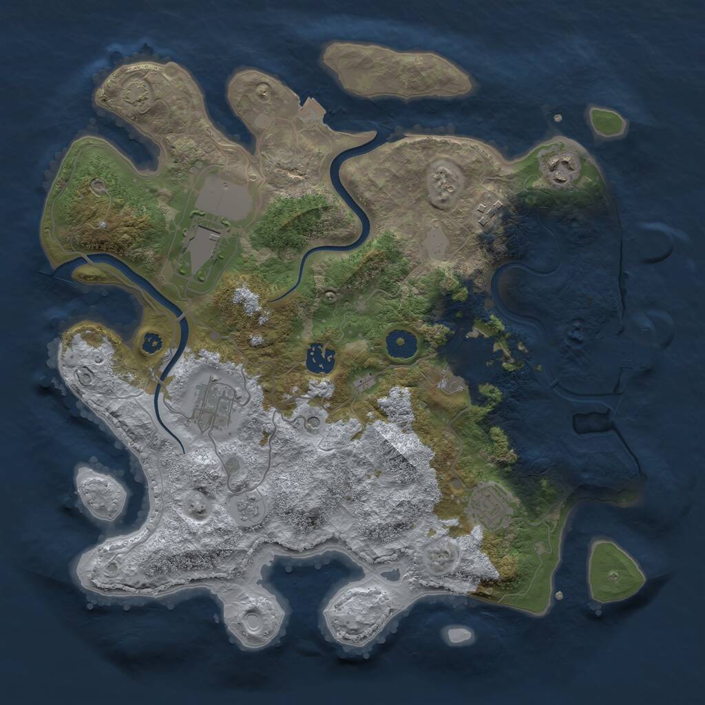 Rust Map: Procedural Map, Size: 3500, Seed: 13321311, 12 Monuments