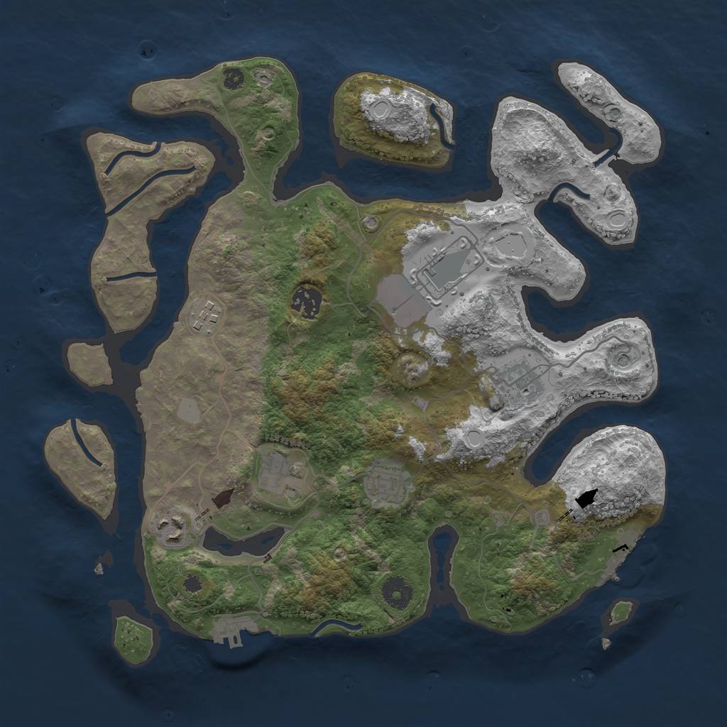 Rust Map: Procedural Map, Size: 3500, Seed: 1675485, 15 Monuments