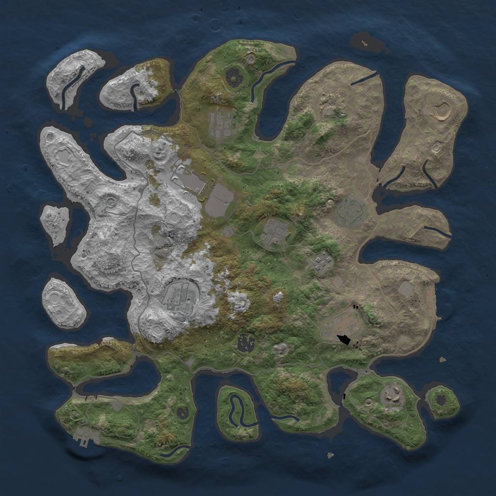 Rust Map: Procedural Map, Size: 4050, Seed: 508538213, 19 Monuments