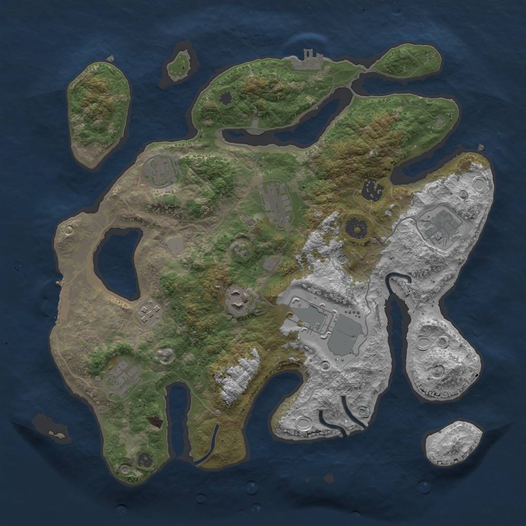 Rust Map: Procedural Map, Size: 3600, Seed: 11598, 16 Monuments