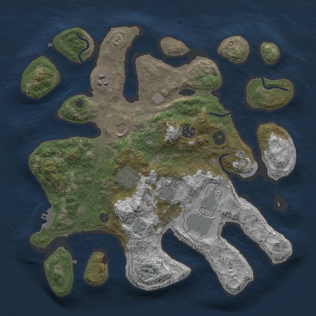 Rust Map: Procedural Map, Size: 3500, Seed: 46621280, 14 Monuments