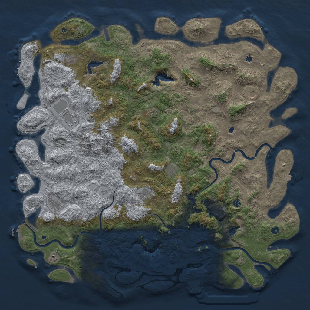 Rust Map: Procedural Map, Size: 6000, Seed: 224142909, 17 Monuments