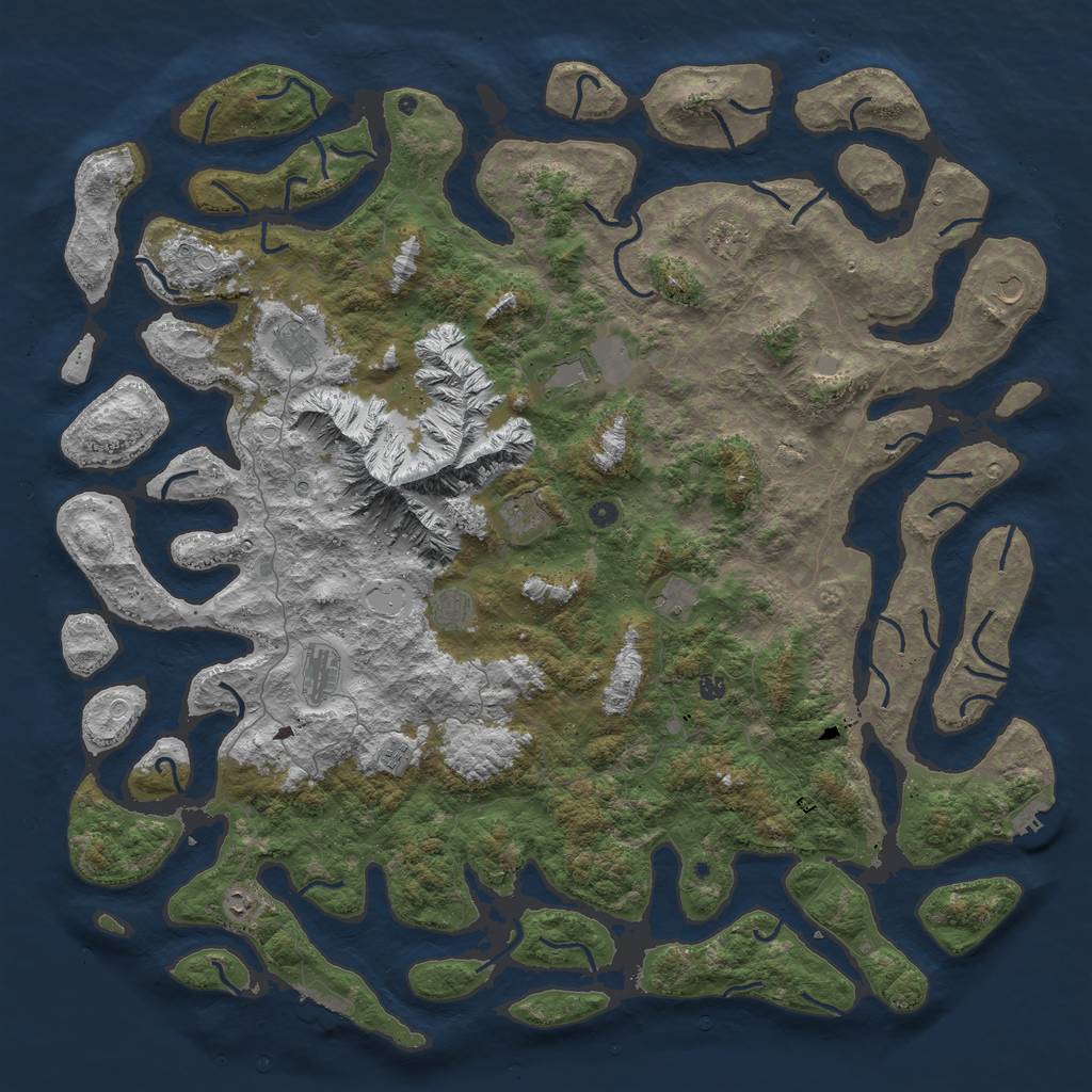 Rust Map: Procedural Map, Size: 6000, Seed: 224142909, 19 Monuments