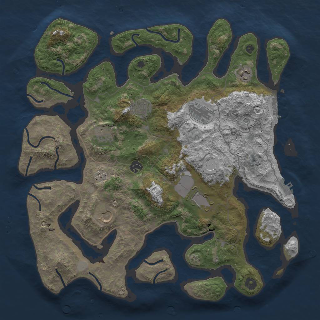 Rust Map: Procedural Map, Size: 4000, Seed: 5326, 16 Monuments