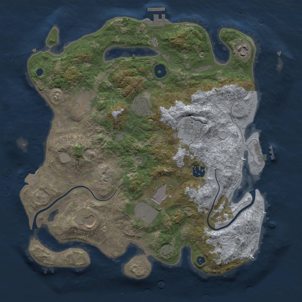 Rust Map: Procedural Map, Size: 3500, Seed: 514362877, 13 Monuments
