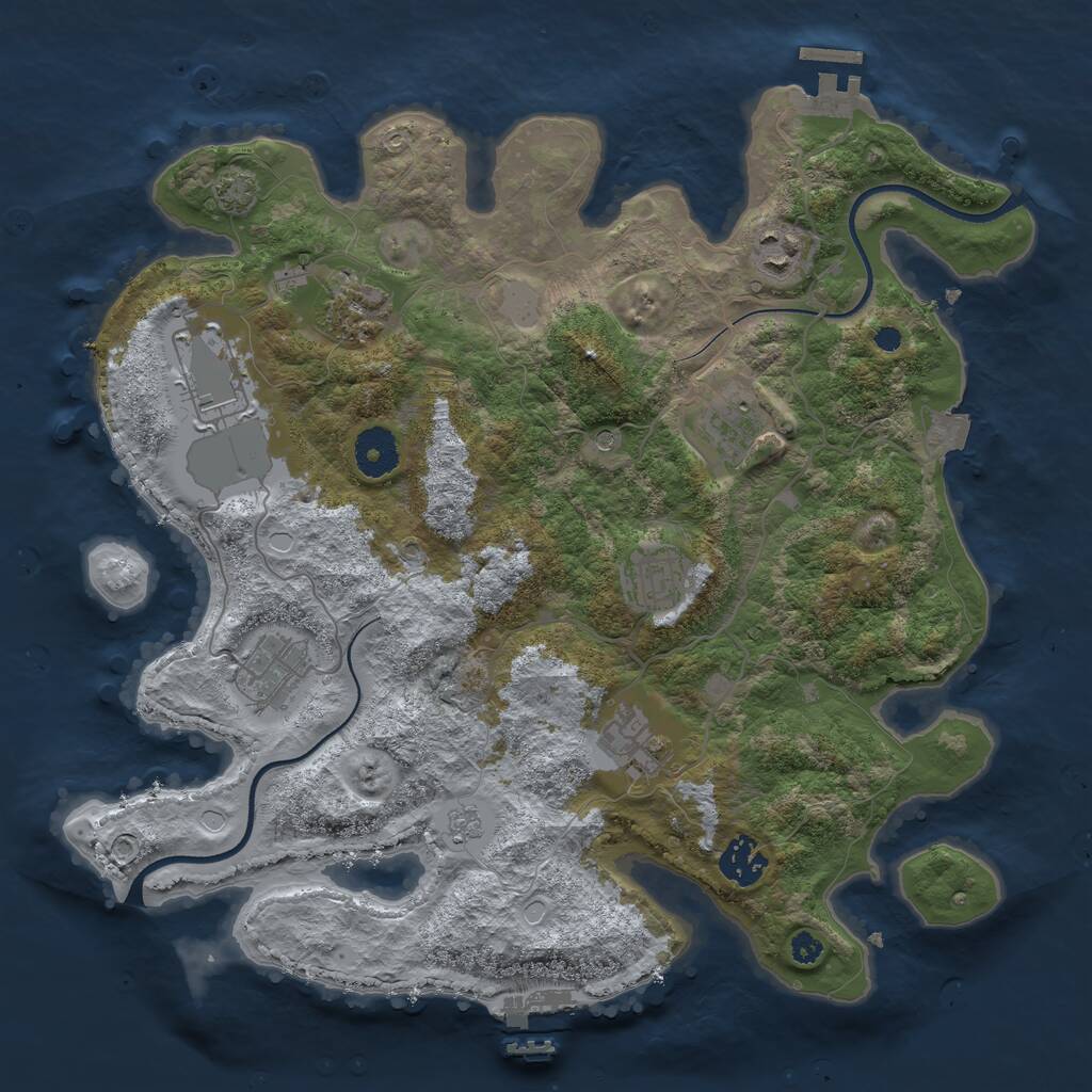 Rust Map: Procedural Map, Size: 3500, Seed: 2117792727, 14 Monuments