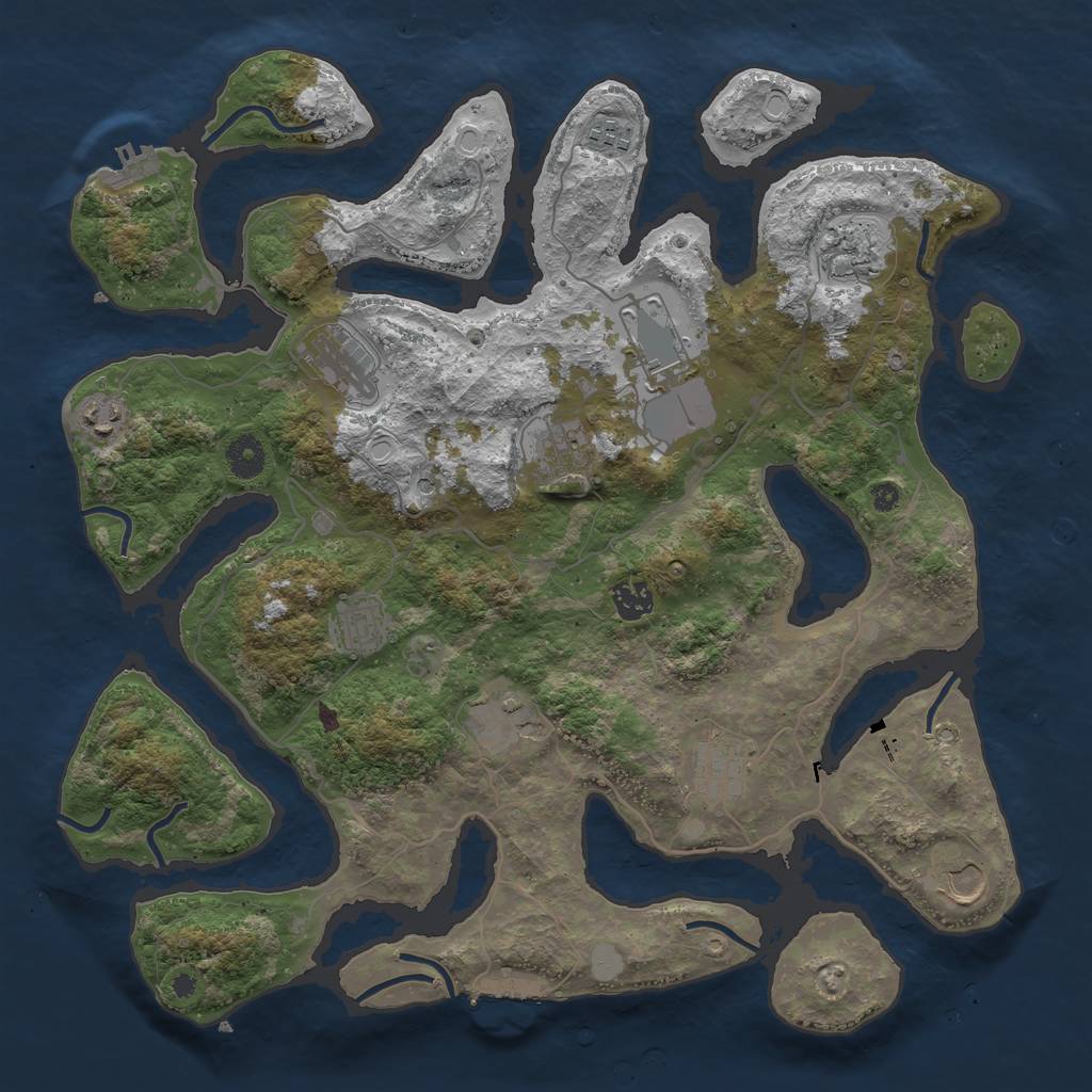 Rust Map: Procedural Map, Size: 4000, Seed: 333184507, 19 Monuments