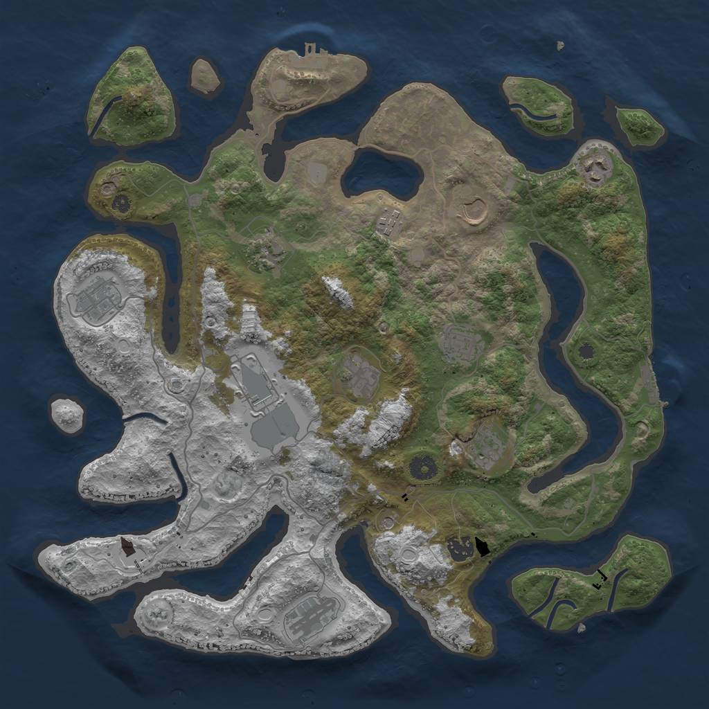 Rust Map: Procedural Map, Size: 4000, Seed: 2117792727, 19 Monuments