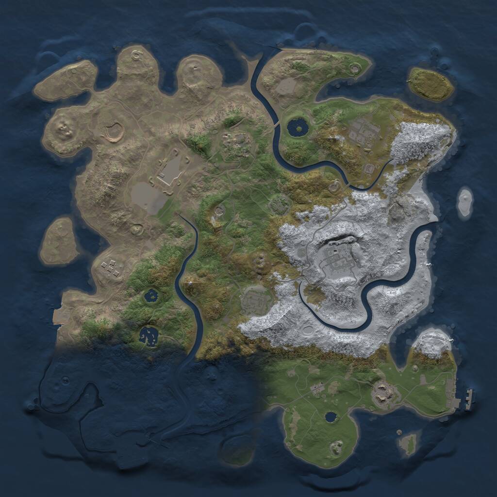 Rust Map: Procedural Map, Size: 3750, Seed: 306907525, 14 Monuments