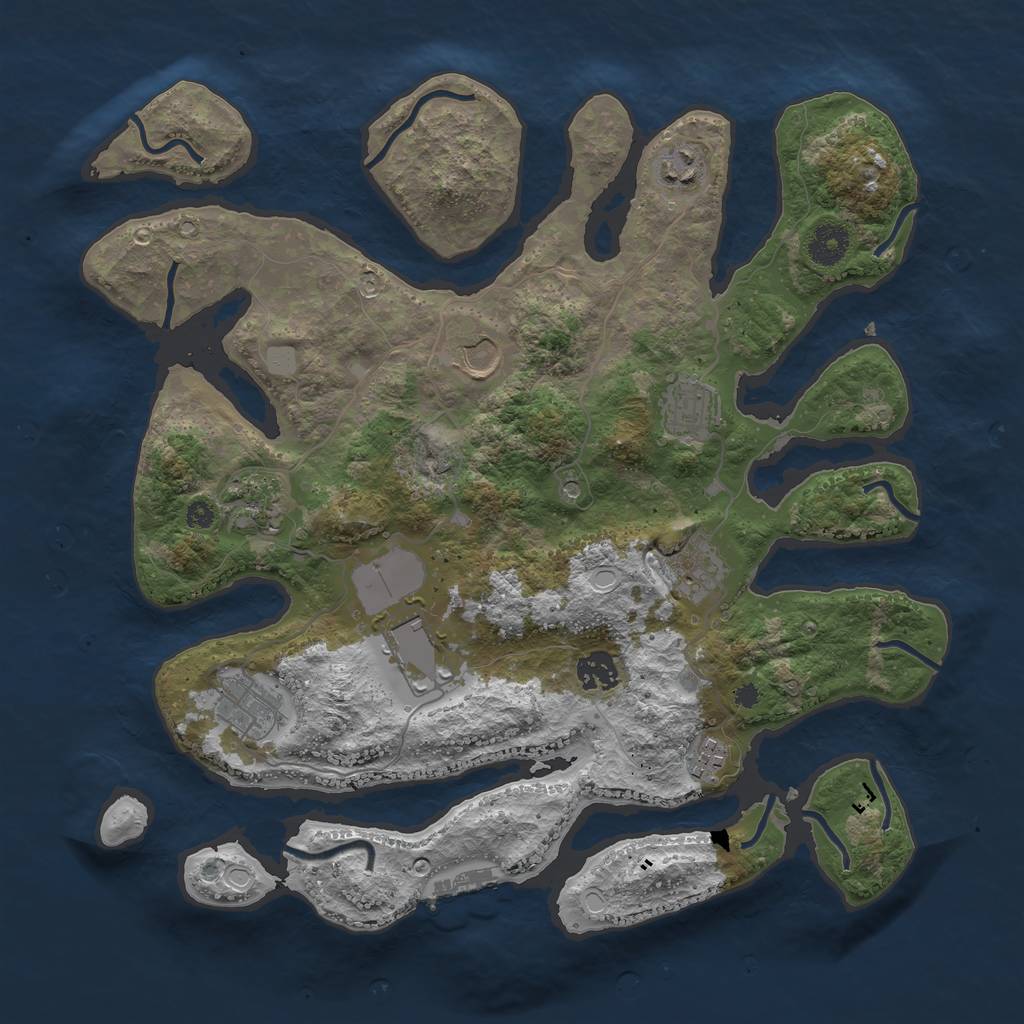 Rust Map: Procedural Map, Size: 3750, Seed: 8172877, 16 Monuments