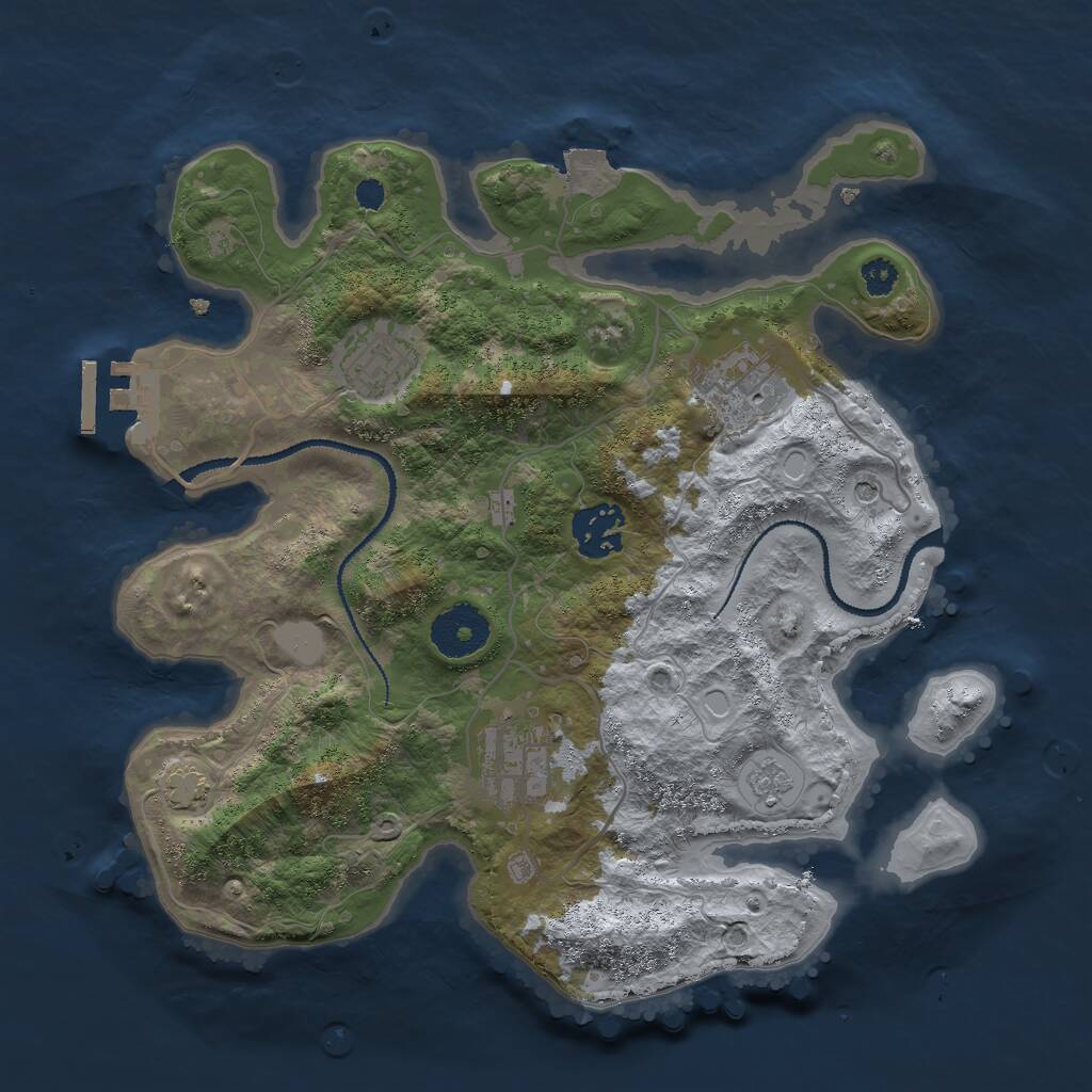 Rust Map: Procedural Map, Size: 3000, Seed: 92165660, 9 Monuments