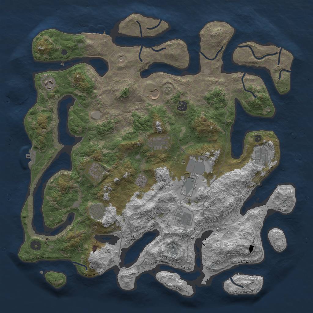 Rust Map: Procedural Map, Size: 4500, Seed: 35857911, 18 Monuments