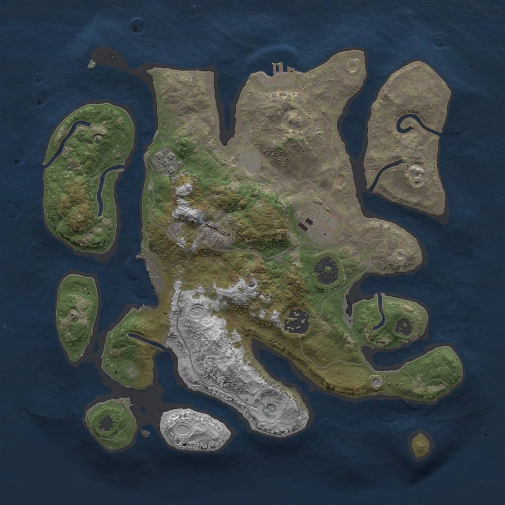 Rust Map: Procedural Map, Size: 3000, Seed: 648968697, 11 Monuments