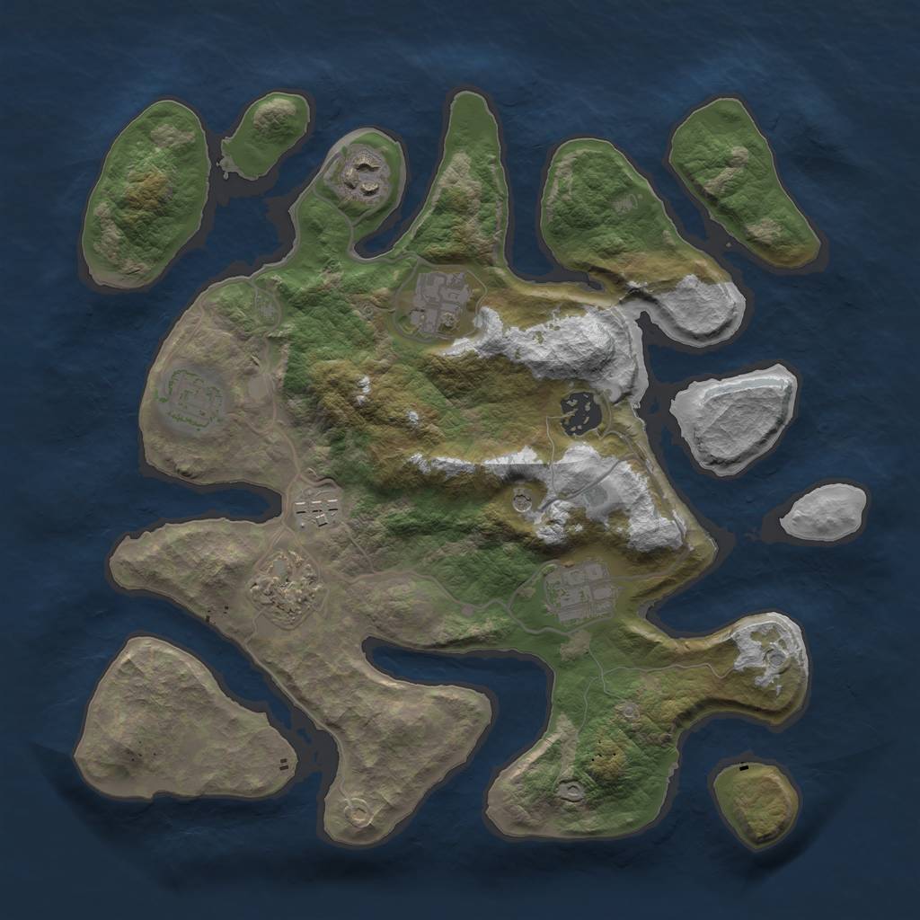 Rust Map: Barren, Size: 3200, Seed: 141187, 10 Monuments