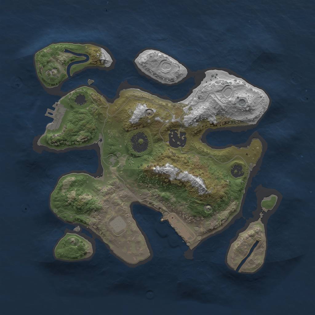 Rust Map: Procedural Map, Size: 2500, Seed: 10131221, 8 Monuments