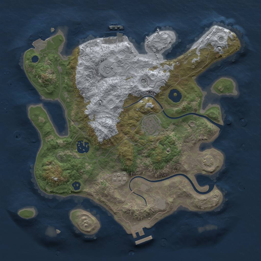Rust Map: Procedural Map, Size: 3000, Seed: 2433, 9 Monuments