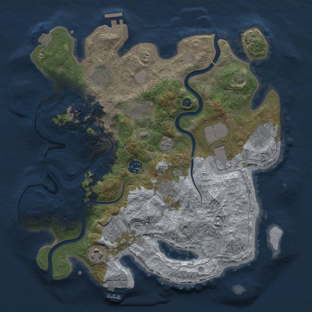 Rust Map: Procedural Map, Size: 3550, Seed: 962438, 15 Monuments