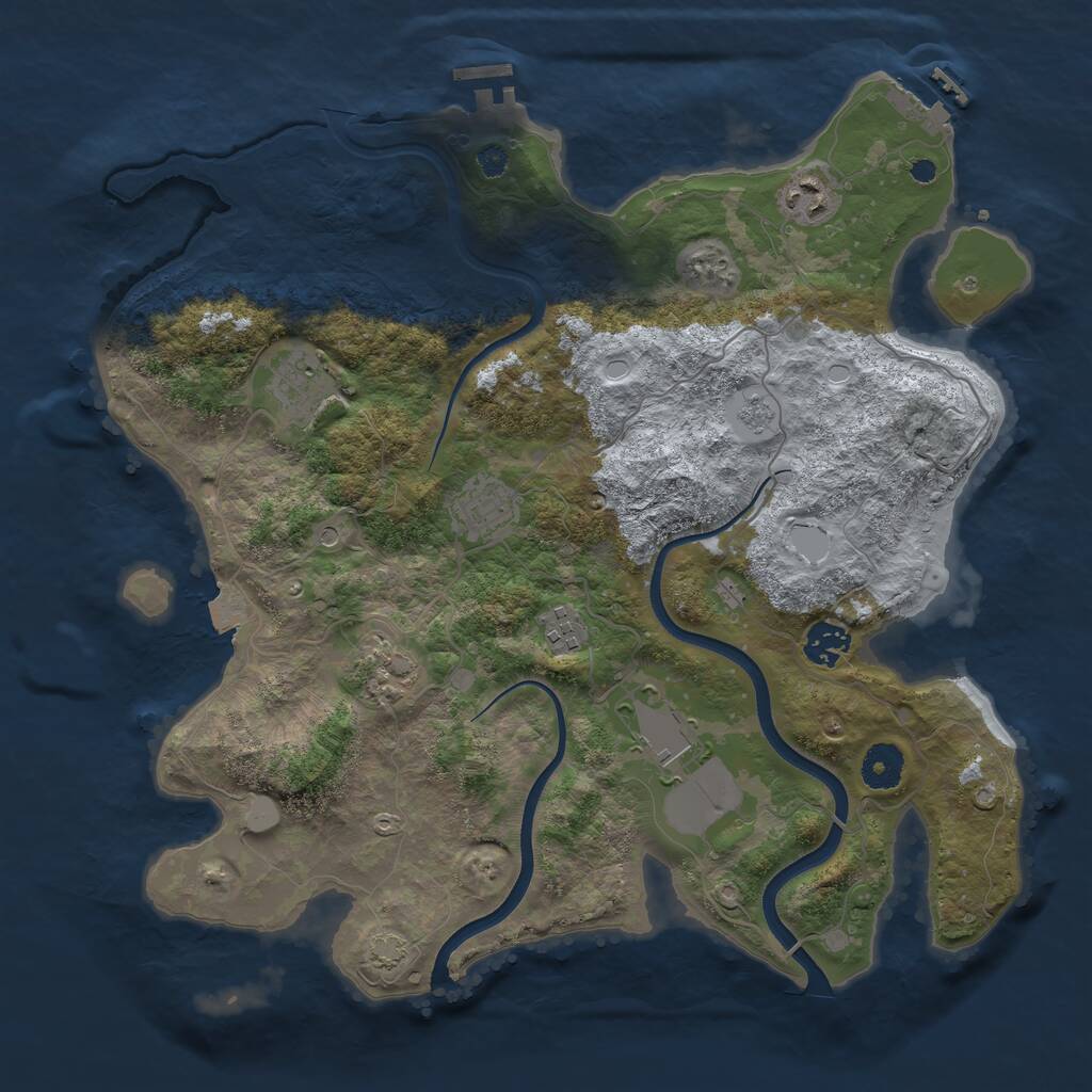 Rust Map: Procedural Map, Size: 3700, Seed: 334198294, 13 Monuments