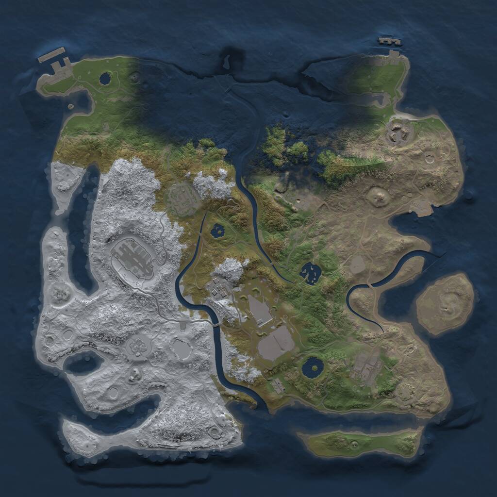 Rust Map: Procedural Map, Size: 3550, Seed: 753946, 14 Monuments