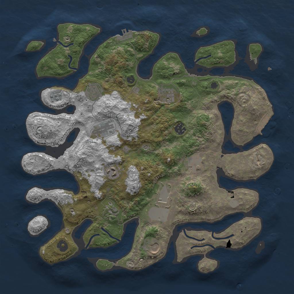 Rust Map: Procedural Map, Size: 3950, Seed: 9350, 18 Monuments