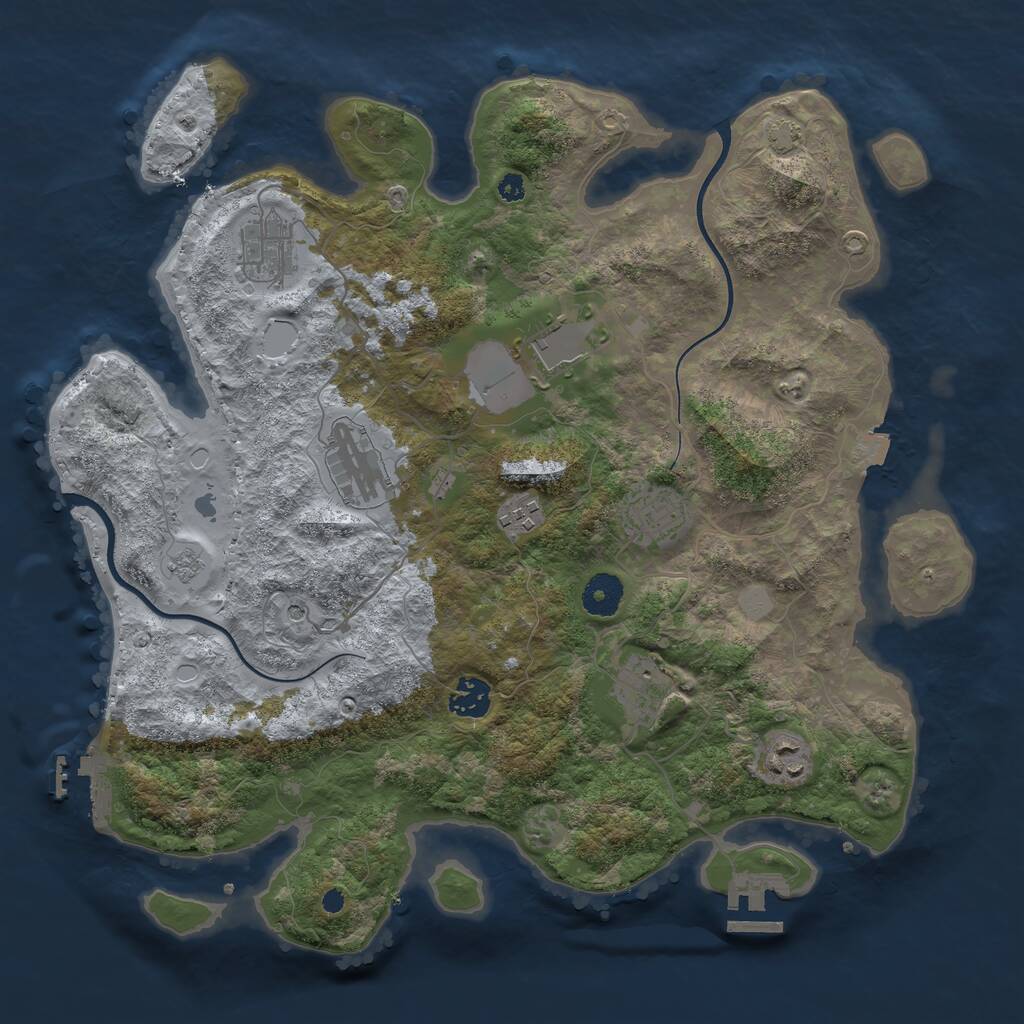 Rust Map: Procedural Map, Size: 3700, Seed: 884552789, 14 Monuments