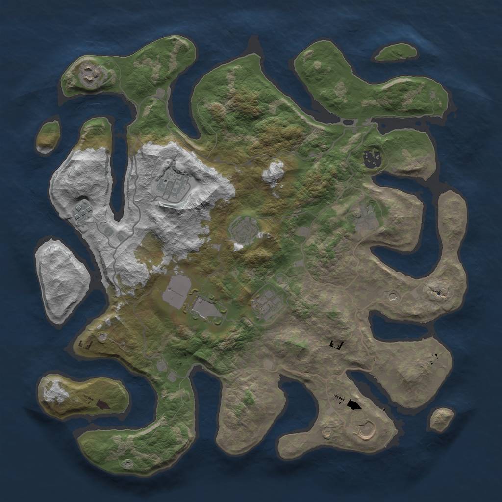 Rust Map: Barren, Size: 4000, Seed: 111221, 12 Monuments