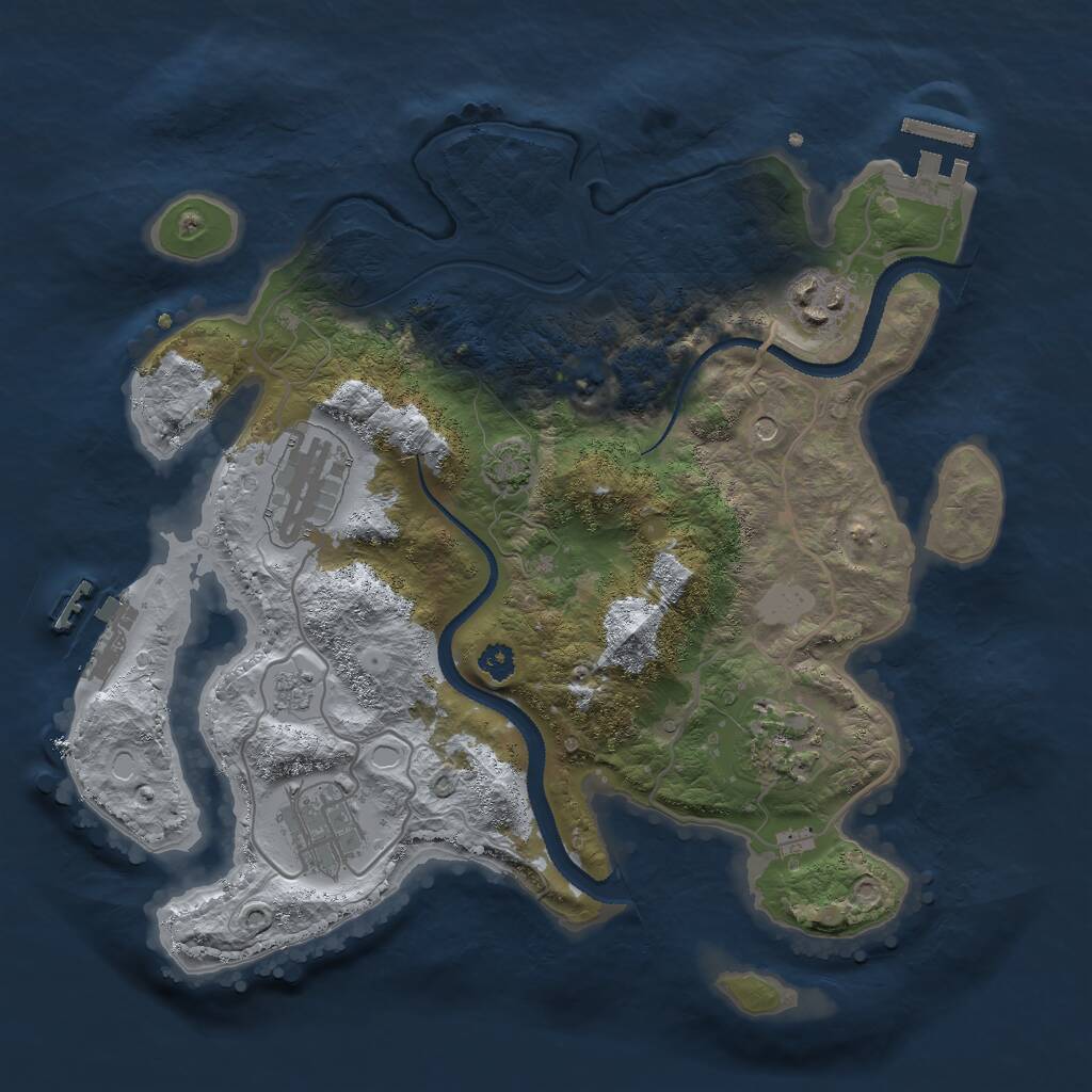 Rust Map: Procedural Map, Size: 3000, Seed: 1933283553, 10 Monuments