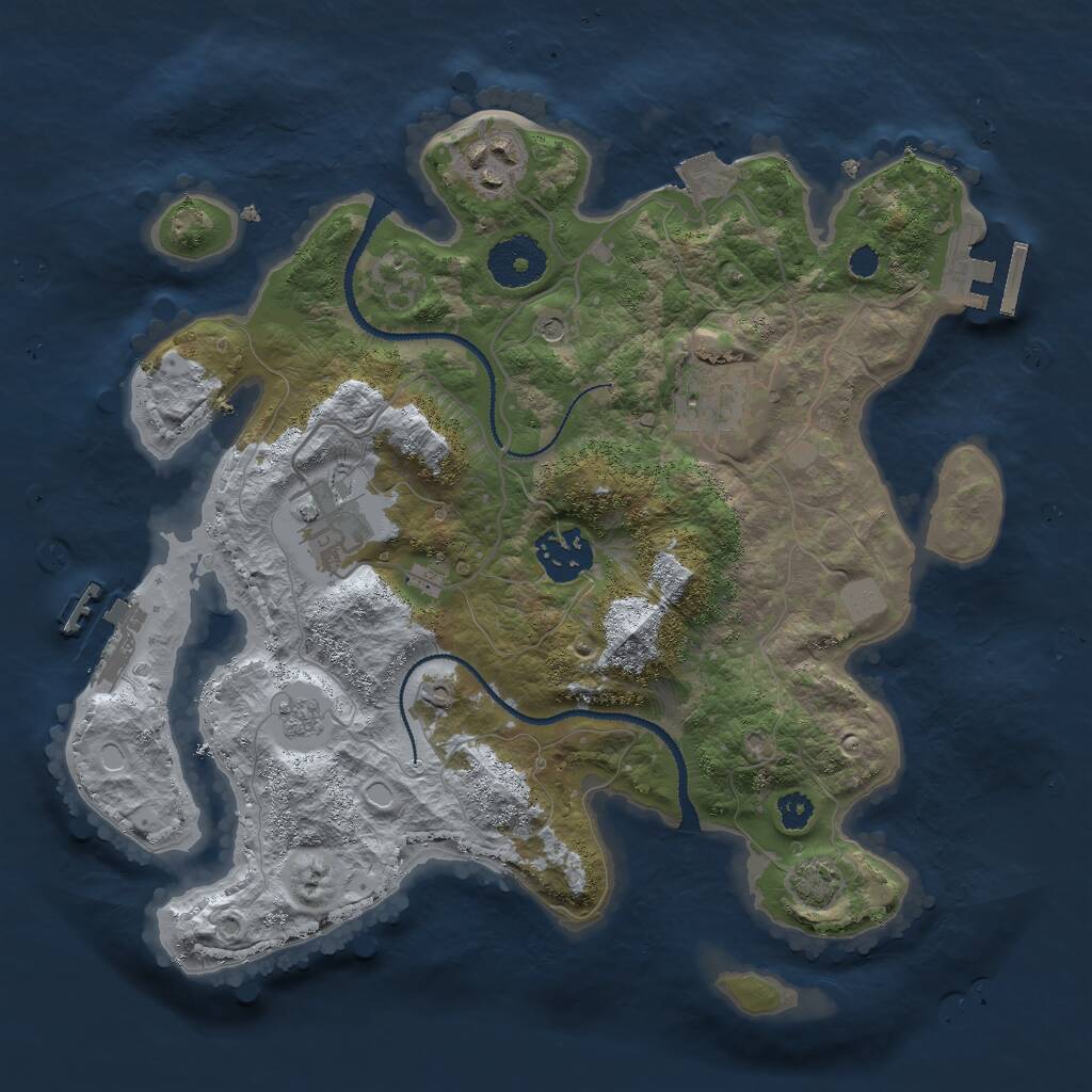 Rust Map: Procedural Map, Size: 3000, Seed: 1933283553, 10 Monuments