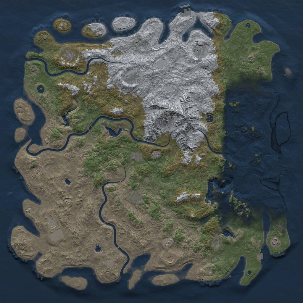 Rust Map: Procedural Map, Size: 6000, Seed: 967259528, 17 Monuments