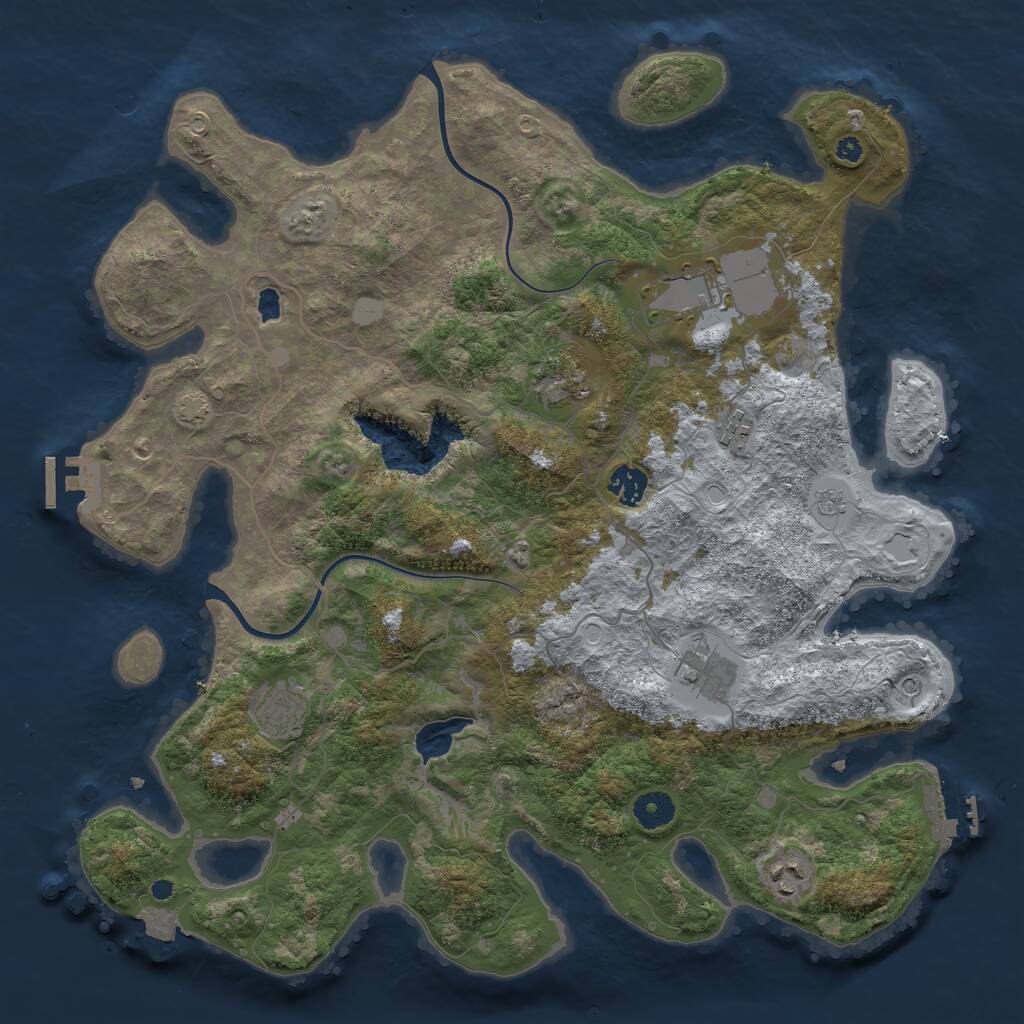 Rust Map: Procedural Map, Size: 4000, Seed: 2353421, 13 Monuments