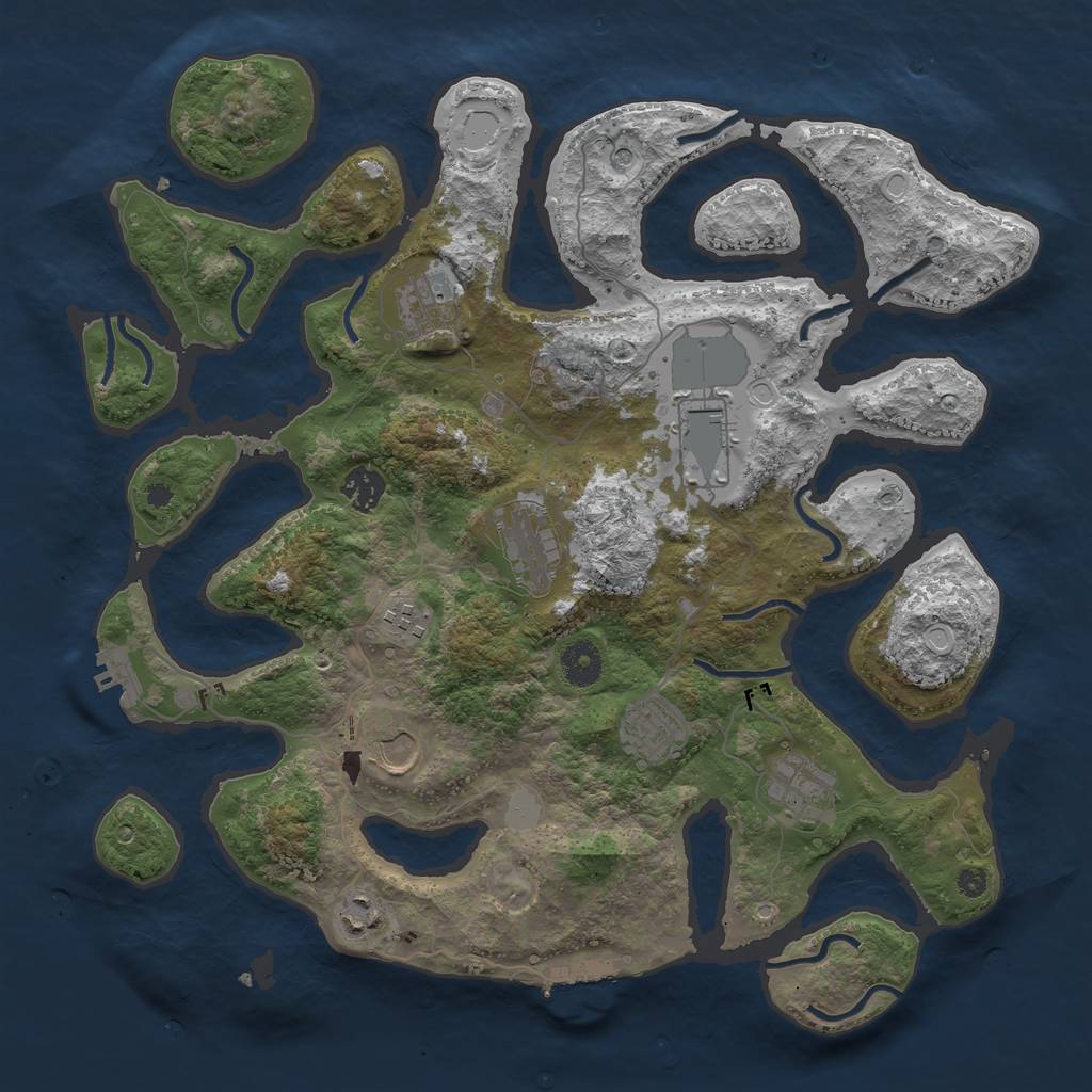 Rust Map: Procedural Map, Size: 3800, Seed: 65421, 17 Monuments