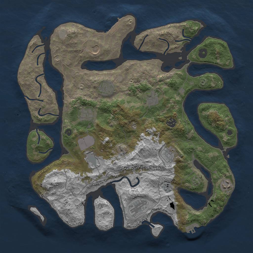 Rust Map: Procedural Map, Size: 4000, Seed: 55588822, 18 Monuments