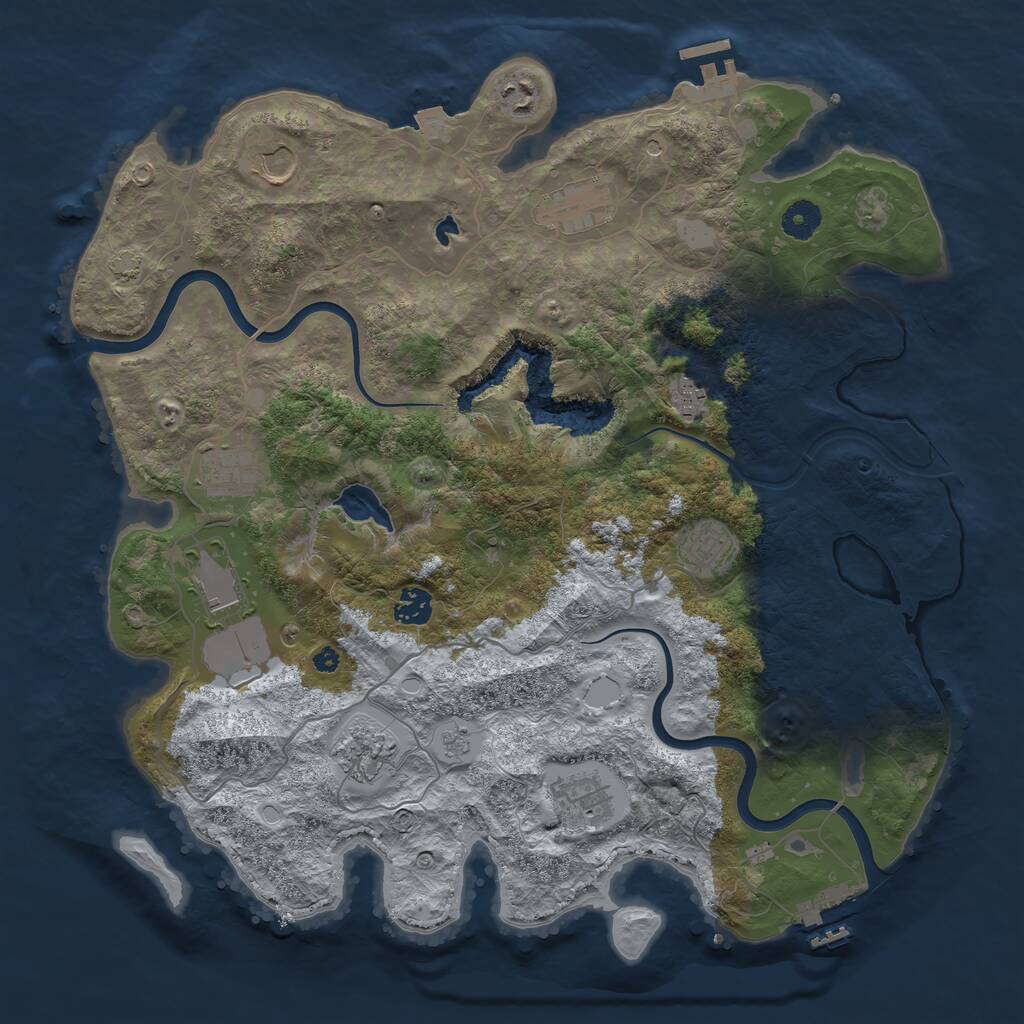 Rust Map: Procedural Map, Size: 4000, Seed: 55588822, 16 Monuments